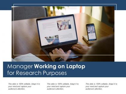 Manager working on laptop for research purposes
