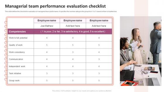 Managerial Team Performance Evaluation Checklist