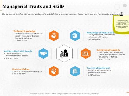 Managerial traits and skills ppt powerpoint presentation file introduction
