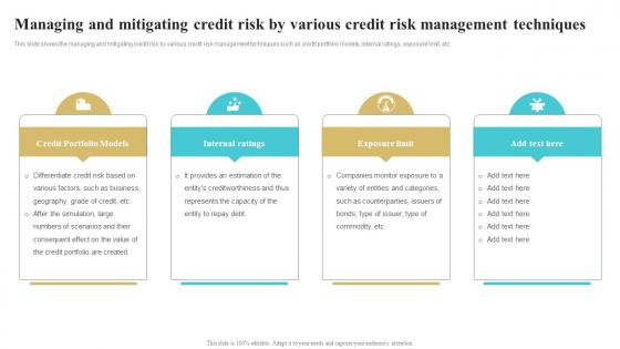 Managing And Mitigating Credit Risk By Various Credit Management Bank Risk Management Tools And Techniques