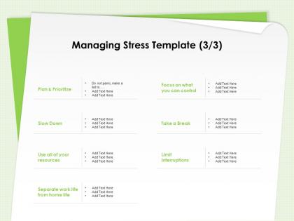 Managing stress template limit interruptions ppt powerpoint presentation background
