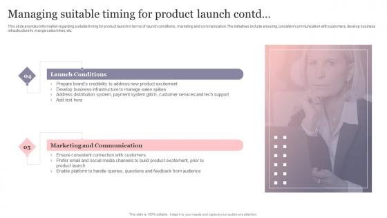 Managing Suitable Timing For Product Launch Contd New Product Introduction To Market Playbook