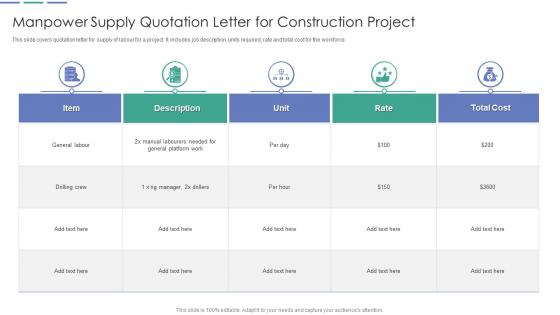 Manpower Supply Quotation Letter For Construction Project