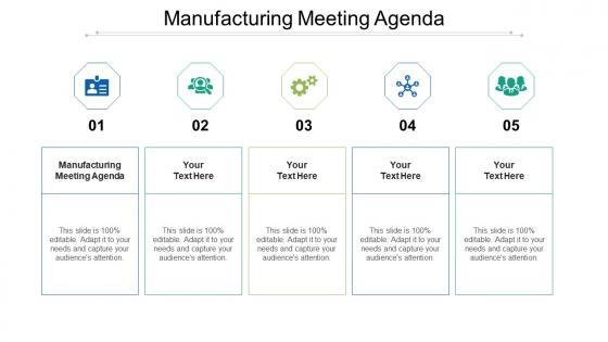 Manufacturing meeting agenda ppt powerpoint presentation professional visual aids cpb