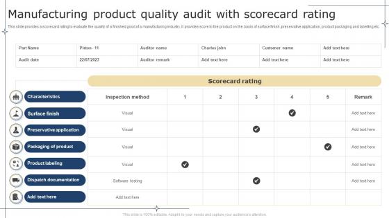 Manufacturing Product Quality Audit With Scorecard Rating