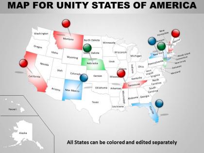 Map for united states of america ppt presentation slides
