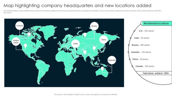 Map Highlighting Company Key Steps Involved In Global Product Expansion