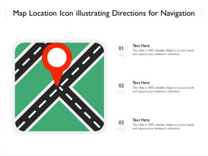 Map location icon illustrating directions for navigation