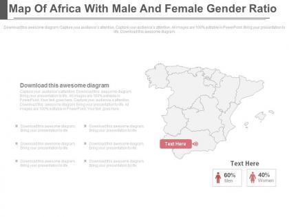 Map of africa with male and female gender ratio powerpoint slides