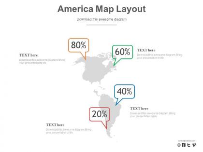 Map of america with percentage layout powerpoint slides