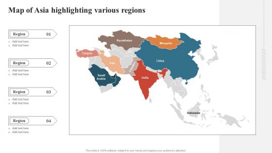 Map Of Asia Highlighting Various Regions