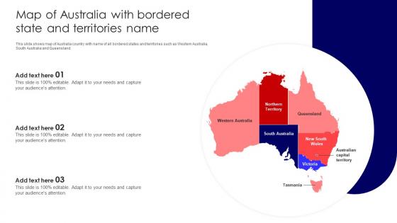 Map Of Australia With Bordered State And Territories Name