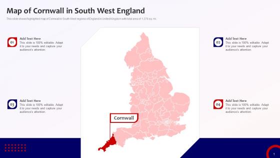 Map Of Cornwall In South West England