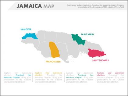 Map of country jamaica with states powerpoint slides