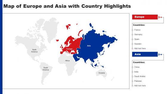Map Of Europe And Asia With Country Highlights