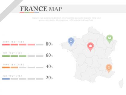 Map of france with location indication powerpoint slides