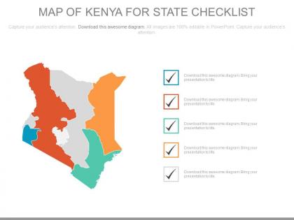 Map of kenya for state checklist powerpoint slides