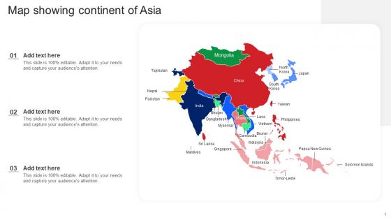 Map Showing Continent Of Asia