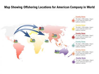 Map showing offshoring locations for american company in world