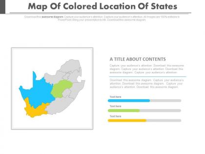 Map with colored location of states powerpoint slides
