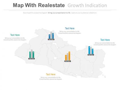 Map with realestate growth indication powerpoint slides