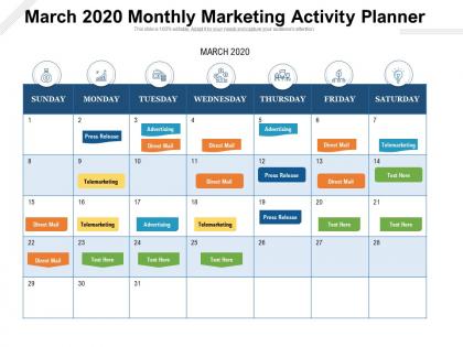 March 2020 monthly marketing activity planner