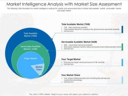 Market intelligence analysis with market size assessment