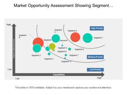 Market opportunity assessment showing segment attractiveness vs capabilities