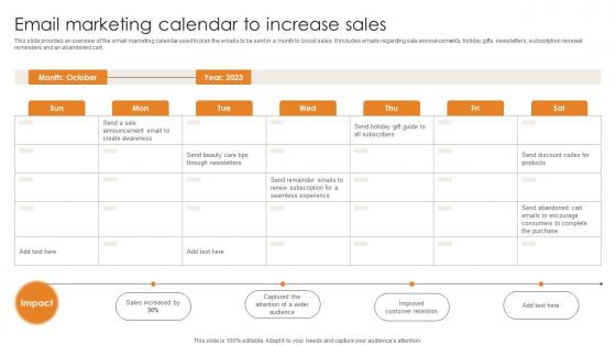 Market Penetration For Business Email Marketing Calendar To Increase Sales Strategy SS V