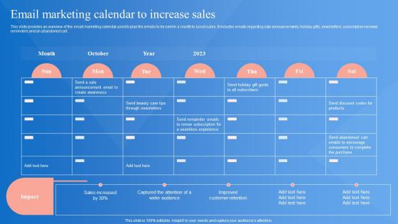 Market Penetration Strategy Email Marketing Calendar To Increase Sales Strategy SS V