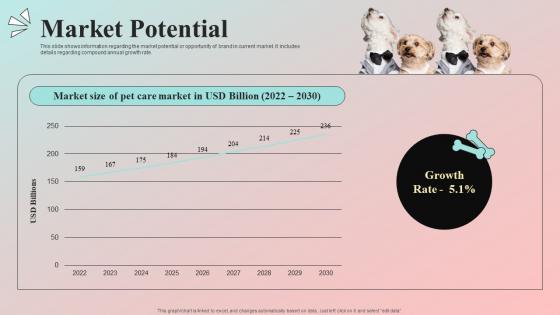 Market Potential Dog Food And Accessories Company Investor Funding Elevator Pitch Deck