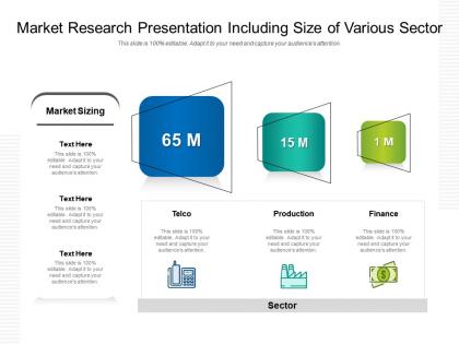 Market research presentation including size of various sector