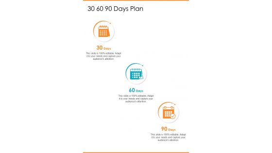 Market Research Proposal 30 60 90 Days Plan One Pager Sample Example Document
