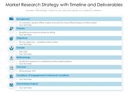 Market research strategy with timeline and deliverables