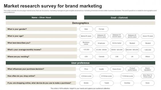 Market Research Survey For Brand Marketing Survey SS