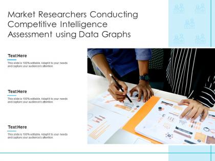 Market researchers conducting competitive intelligence assessment using data graphs