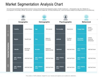 Market segmentation analysis chart pitch deck raise seed capital angel investors ppt background