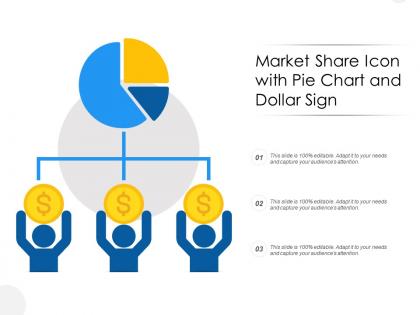 Market share icon with pie chart and dollar sign