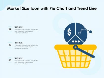 Market size icon with pie chart and trend line