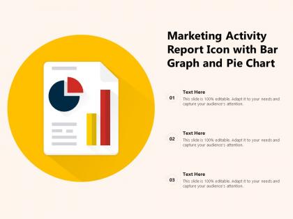 Marketing activity report icon with bar graph and pie chart