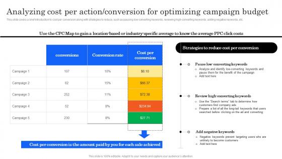 Marketing Analytics Effectiveness Analyzing Cost Per Action Conversion For Optimizing Campaign