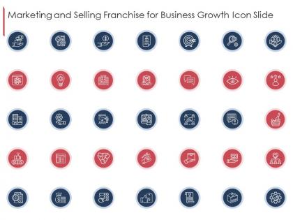 Marketing and selling franchise for business growth icon slide marketing and selling franchise