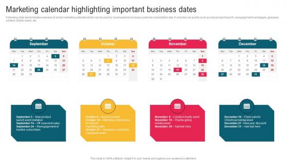 Marketing Calendar Highlighting Important Business Dates Complete Guide To Implement Email