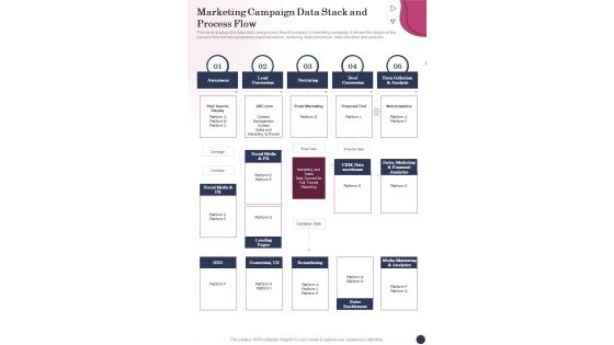 Marketing Campaign Data Stack And Process Flow One Pager Sample Example Document