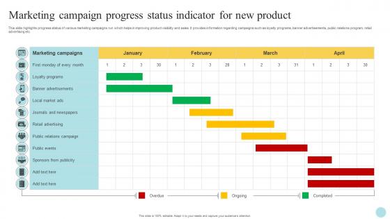 Marketing Campaign Progress Status Indicator For New Product