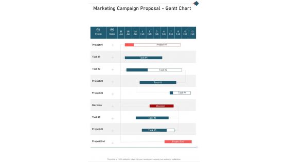 Marketing Campaign Proposal Gantt Chart One Pager Sample Example Document