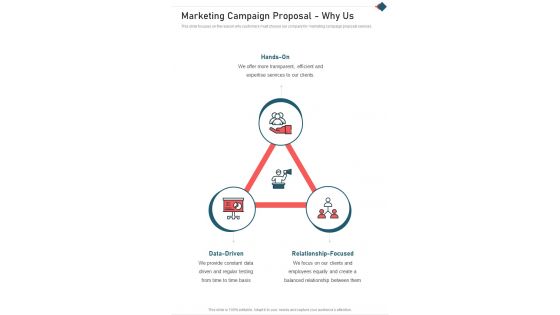 Marketing Campaign Proposal Why Us One Pager Sample Example Document