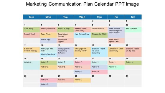 Marketing communication plan calendar ppt image