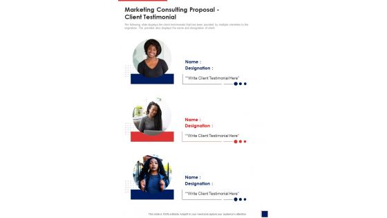 Marketing Consulting Proposal Client Testimonial One Pager Sample Example Document