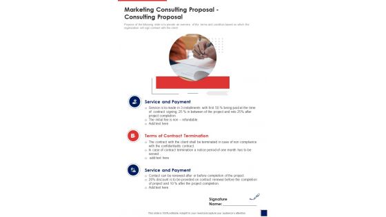 Marketing Consulting Proposal Consulting Proposal One Pager Sample Example Document